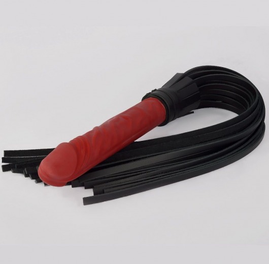 Черная плеть с красной ручкой-фаллоимитатором - 65 см. - Sitabella - купить с доставкой в Тюмени