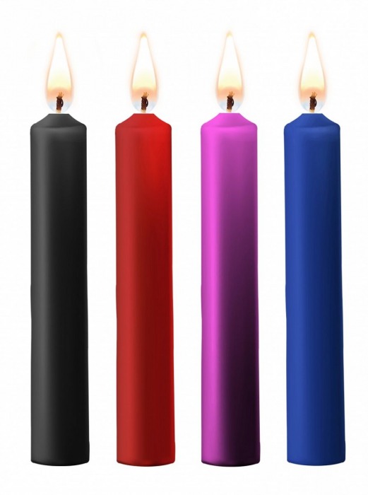 Набор из 4 разноцветных восковых свечей Teasing Wax Candle - Shots Media BV - купить с доставкой в Тюмени