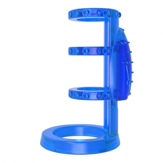 Синяя насадка-клетка с вибрацией Vibrating Cock Cage - 7,6 см. - Chisa - в Тюмени купить с доставкой