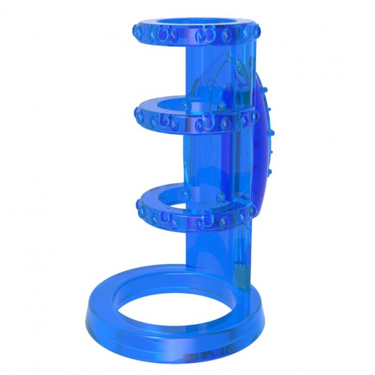 Синяя насадка-клетка с вибрацией Vibrating Cock Cage - 7,6 см. - Chisa - в Тюмени купить с доставкой