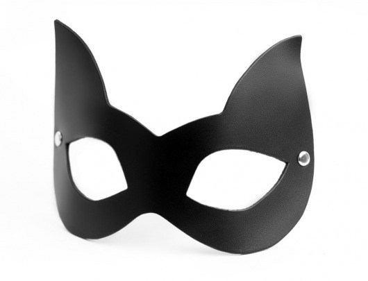 Черная кожаная маска с прорезями для глаз и ушками - БДСМ Арсенал - купить с доставкой в Тюмени