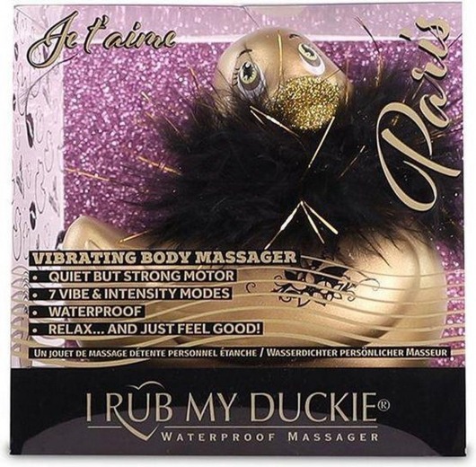 Золотистый вибратор-уточка I Rub My Duckie 2.0 Paris - Big Teaze Toys - купить с доставкой в Тюмени