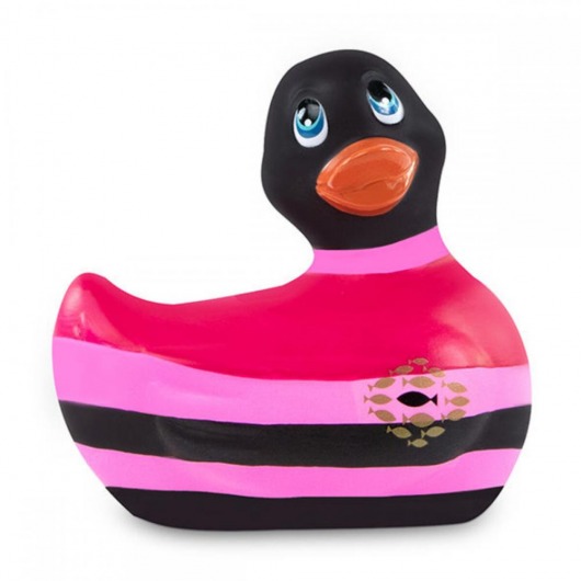 Вибратор-уточка I Rub My Duckie 2.0 Colors с черно-розовыми полосками - Big Teaze Toys - купить с доставкой в Тюмени