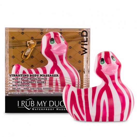 Вибратор-уточка I Rub My Duckie 2.0 Wild с розово-белым анималистическим принтом - Big Teaze Toys - купить с доставкой в Тюмени