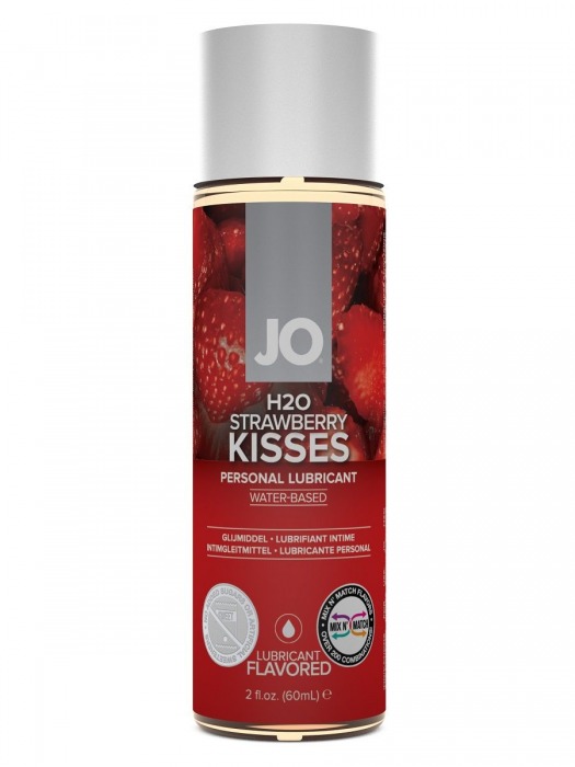 Лубрикант на водной основе с ароматом клубники JO Flavored Strawberry Kiss - 60 мл. - System JO - купить с доставкой в Тюмени