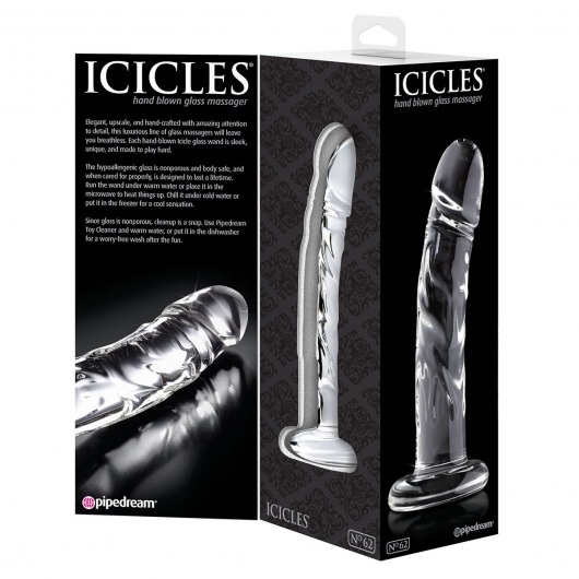 Прозрачный стеклянный фаллоимитатор Icicles №62 - 16,5 см. - Pipedream