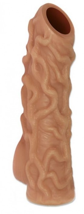 Телесная насадка с венками и открытой головкой Nude Sleeve M - 12 см. - KOKOS - в Тюмени купить с доставкой