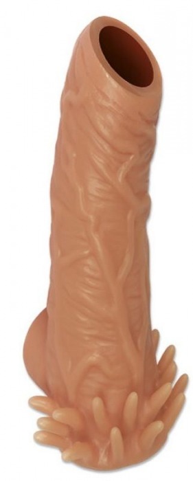Телесная насадка с усиками и открытой головкой Nude Sleeve M - 12 см. - KOKOS - в Тюмени купить с доставкой