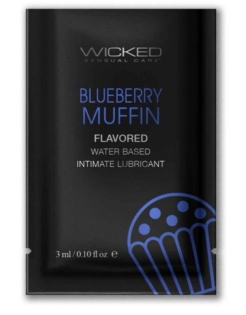 Лубрикант на водной основе с ароматом черничного маффина Wicked Aqua Blueberry Muffin - 3 мл. - Wicked - купить с доставкой в Тюмени