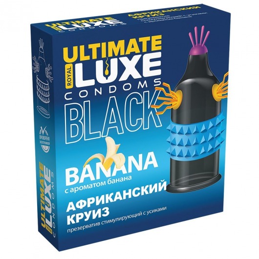 Черный стимулирующий презерватив  Африканский круиз  с ароматом банана - 1 шт. - Luxe - купить с доставкой в Тюмени