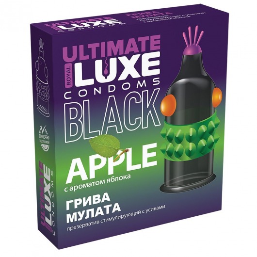 Черный стимулирующий презерватив  Грива мулата  с ароматом яблока - 1 шт. - Luxe - купить с доставкой в Тюмени