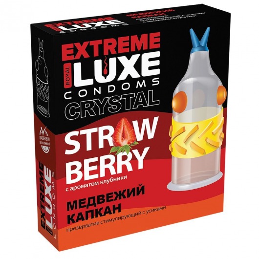 Стимулирующий презерватив  Медвежий капкан  с ароматом клубники - 1 шт. - Luxe - купить с доставкой в Тюмени