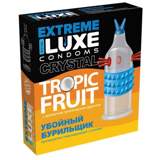 Стимулирующий презерватив  Убойный бурильщик  с ароматом тропических фруктов - 1 шт. - Luxe - купить с доставкой в Тюмени