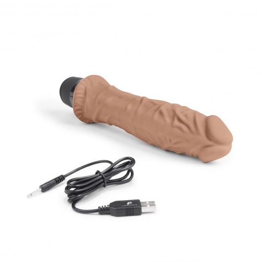 Кофейный вибратор-реалистик 8  Girthy Realistic Vibrator - 24,5 см. - PowerCocks