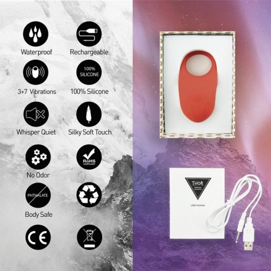 Красное кольцо с вибрацией Thor Cockring - FeelzToys - в Тюмени купить с доставкой