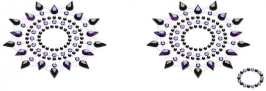 Черно-фиолетовые стикеры на грудь и живот - MyStim купить с доставкой