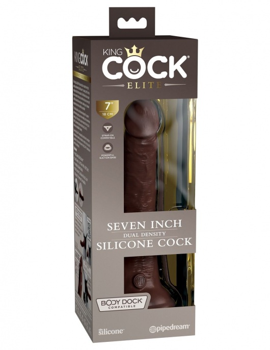 Коричневый фаллоимитатор 7  Silicone Dual Density Cock - 21 см. - Pipedream