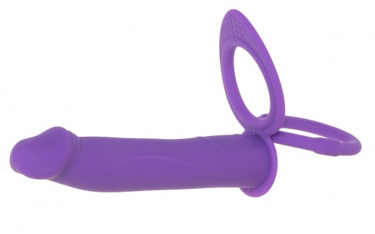 Фиолетовая вибронасадка для двойного проникновения с 2 эрекционными кольцами - 12,7 см. - OYO - купить с доставкой в Тюмени
