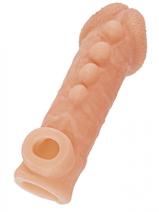 Телесная закрытая насадка с шишечками Cock Sleeve Size S - 13,8 см. - KOKOS - в Тюмени купить с доставкой