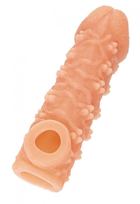 Телесная закрытая насадка с пучками шишечек Cock Sleeve Size L - 17,6 см. - KOKOS - в Тюмени купить с доставкой