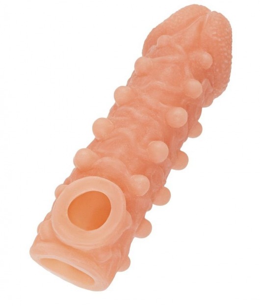 Телесная закрытая насадка с шариками Cock Sleeve Size M - 15,6 см. - KOKOS - в Тюмени купить с доставкой