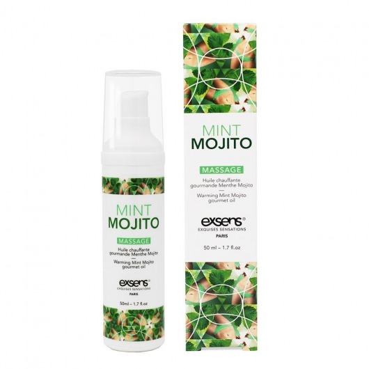 Разогревающее массажное масло с ароматом мохито Gourmet Mint Mojito - 50 мл. - Exsens - купить с доставкой в Тюмени