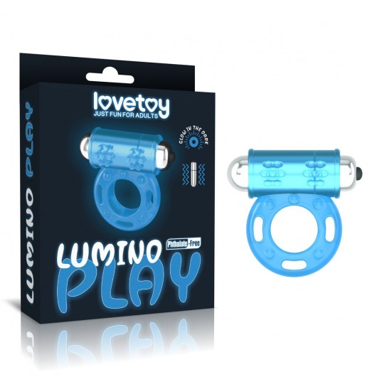 Голубое, светящееся в темноте эрекционное виброкольцо Lumino Play Vibrating Penis Ring - Lovetoy - в Тюмени купить с доставкой