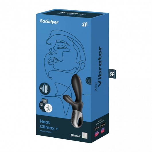 Черный анальный вибратор Heat Climax+ с функцией нагрева - 20,6 см. - Satisfyer - в Тюмени купить с доставкой