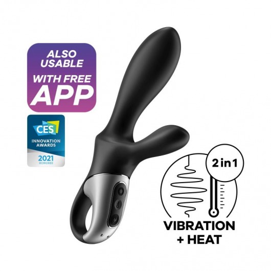 Черный анальный вибратор Heat Climax+ с функцией нагрева - 20,6 см. - Satisfyer - в Тюмени купить с доставкой