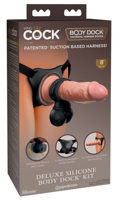 Страпон-система Deluxe Silicone Body Dock Kit - 22 см. - Pipedream - купить с доставкой в Тюмени