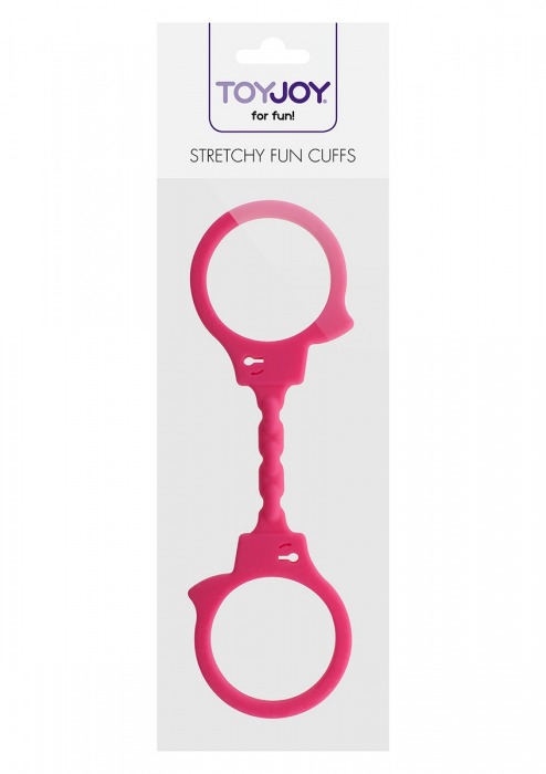 Розовые эластичные наручники STRETCHY FUN CUFFS - Toy Joy - купить с доставкой в Тюмени