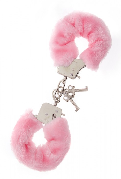 Металлические наручники с розовой меховой опушкой METAL HANDCUFF WITH PLUSH PINK - Dream Toys - купить с доставкой в Тюмени