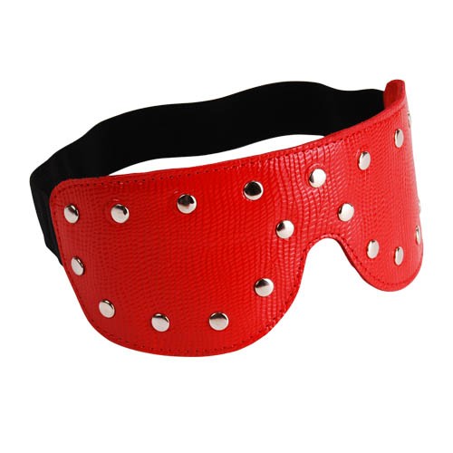 Красная кожаная маска на глаза с клёпками и велюровой подкладкой - Sitabella - купить с доставкой в Тюмени