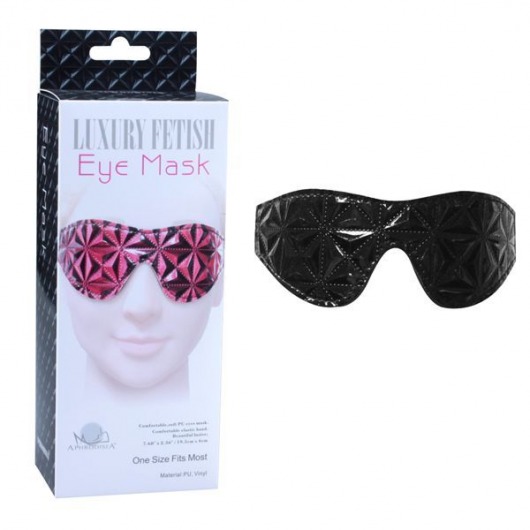 Чёрная кожаная маска на глаза с геометрическим узором - Erokay - купить с доставкой в Тюмени