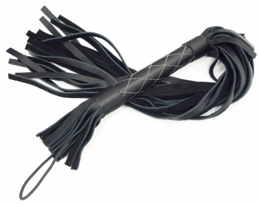 Аккуратная чёрная плетка  из натуральной кожи - БДСМ Арсенал - купить с доставкой в Тюмени
