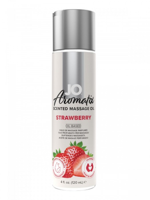Массажное масло JO Aromatix Massage Oil Strawberry с ароматом клубники - 120 мл. - System JO - купить с доставкой в Тюмени
