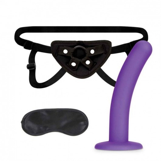 Фиолетовый поясной фаллоимитатор Strap on Harness   5in Dildo Set - 12,25 см. - Lux Fetish - купить с доставкой в Тюмени