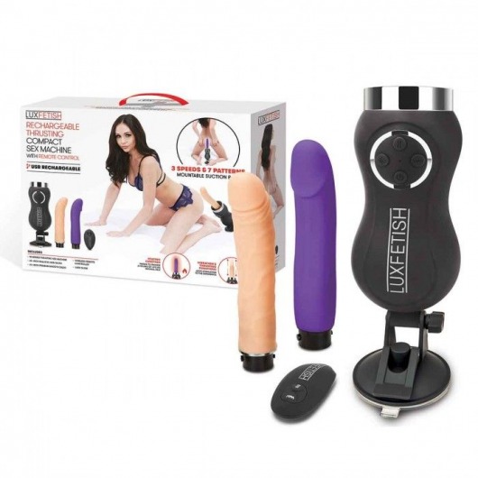 Портативная секс-машина Thrusting Compact Sex Machine c 2 насадками - Lux Fetish - купить с доставкой в Тюмени