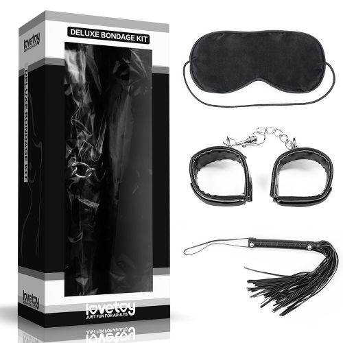 БДСМ-набор Deluxe Bondage Kit для игр: маска, наручники, плётка - Lovetoy - купить с доставкой в Тюмени