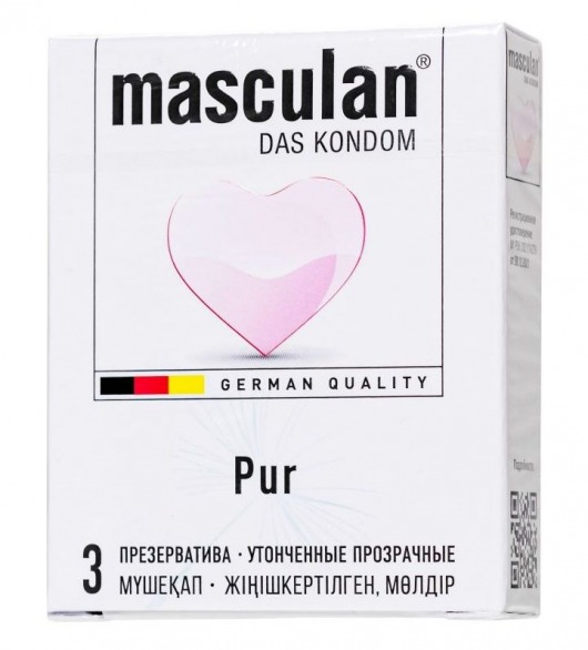 Супертонкие презервативы Masculan Pur - 3 шт. - Masculan - купить с доставкой в Тюмени