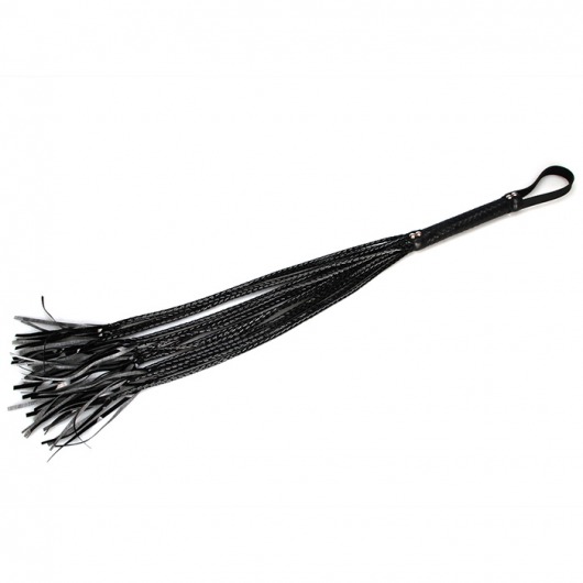 Чёрная плеть с лаковыми хвостиками - 79 см. - Lux Fetish - купить с доставкой в Тюмени