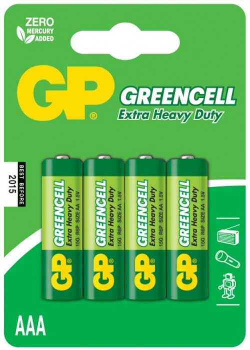 Батарейки солевые GP GreenCell AAA/R03G - 4 шт. - Элементы питания - купить с доставкой в Тюмени
