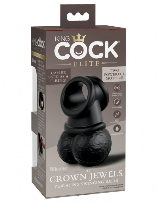 Черная вибронасадка King Cock Ellite The Crown Jewels - Pipedream - в Тюмени купить с доставкой