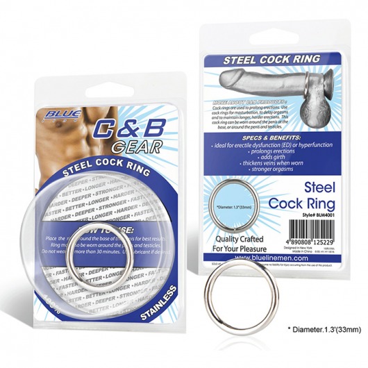 Стальное эрекционное кольцо STEEL COCK RING - 3.5 см. - BlueLine - в Тюмени купить с доставкой