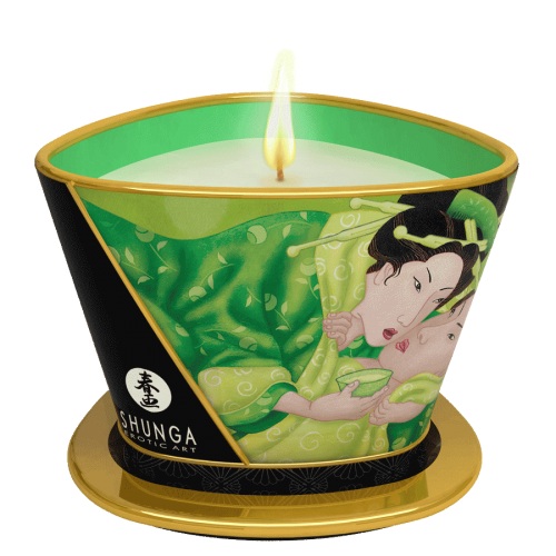 Массажная свеча Exotic Green Tea с ароматом зелёного чая - 170 мл. - Shunga - купить с доставкой в Тюмени