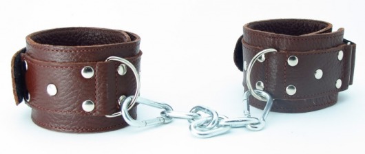 Коричневые кожаные оковы с клепками - БДСМ Арсенал - купить с доставкой в Тюмени