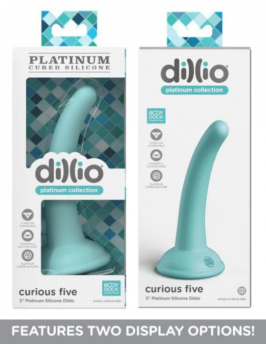 Аквамариновая насадка для страпона Curious Five на присоске - 14,6 см. - Pipedream - купить с доставкой в Тюмени