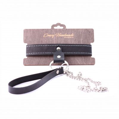 Узкий однослойный ошейник с поводком - Crazy Handmade - купить с доставкой в Тюмени