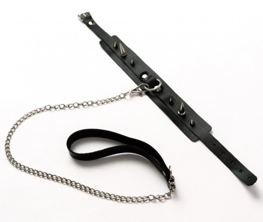 Черный ошейник с шипами и поводком - Crazy Handmade - купить с доставкой в Тюмени