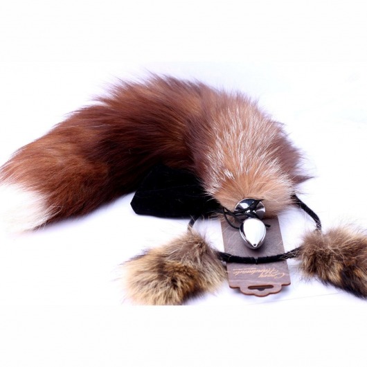 Игровой комплект: серебристая анальная пробка с пушистым хвостом и ободок-ушки - Crazy Handmade - купить с доставкой в Тюмени